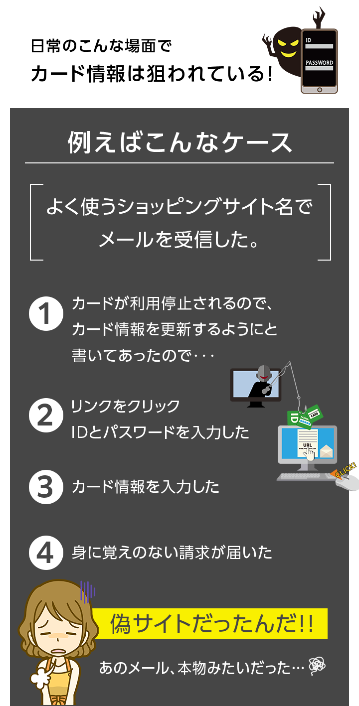 日常のこんな場面でカード情報は狙われている！