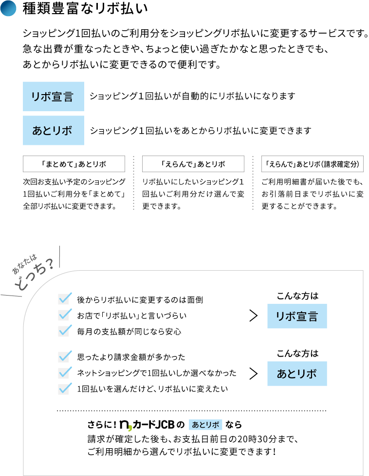 種類豊富なリボ払い