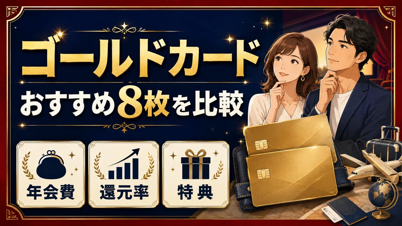 【2026年9月最新】ゴールドカードおすすめ8枚を年会費・還元率・特典で比較 のアイキャッチ画像