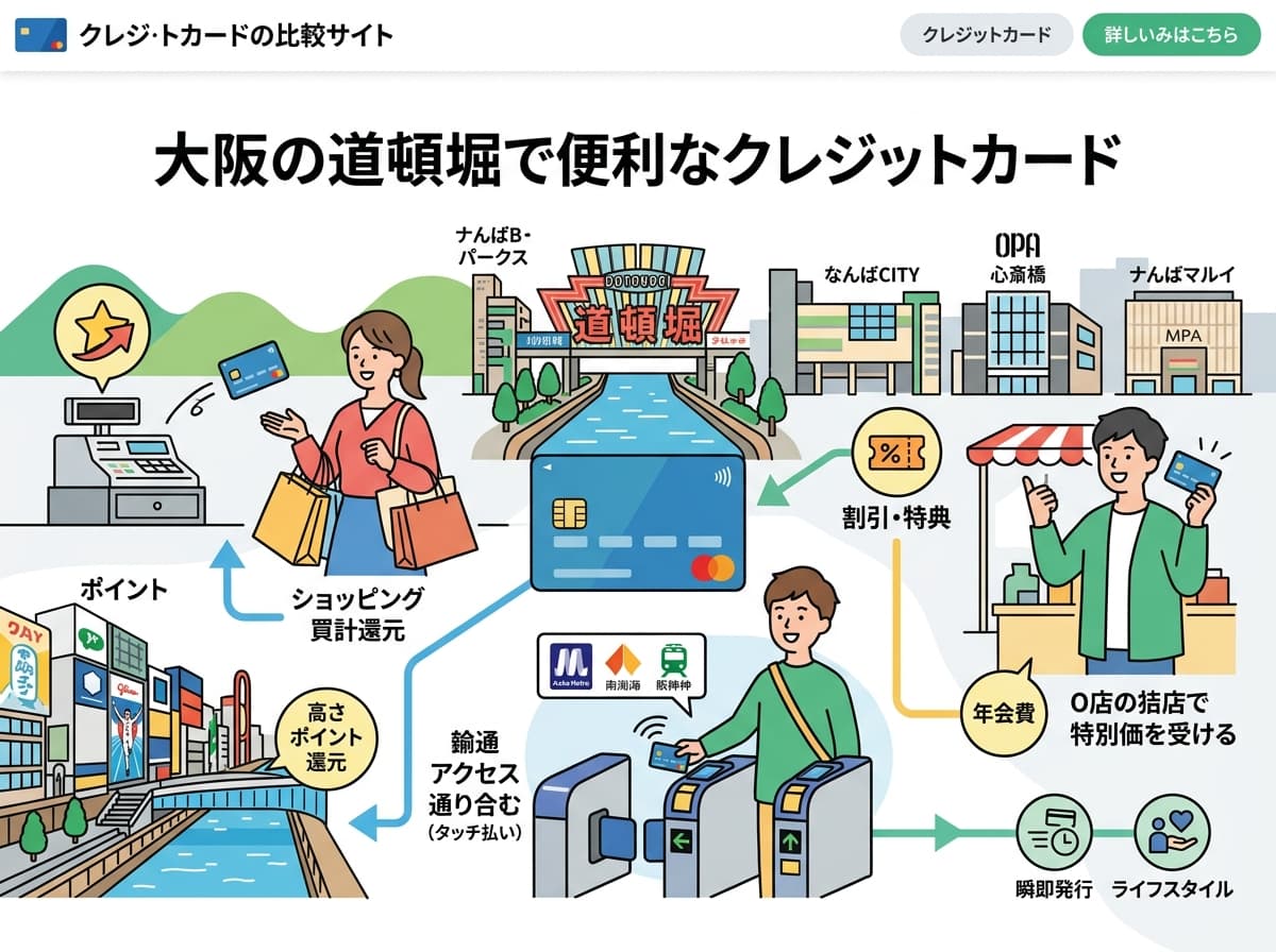 大阪の道頓堀で便利なクレジットカード13枚の特徴を比較 のアイキャッチ画像