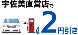 全国約500店の宇佐美でガソリンがリッター2円引き