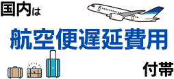 国内は航空便遅延費用特約つき